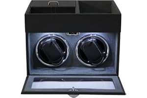SHZICMY Watch Winder with Storage, Automatic Watch Winder for Rolex, Double Watch Winder Box with Japanese Quiet Motor, LED Light, Adjustable Watch Pillows, AC Adapter