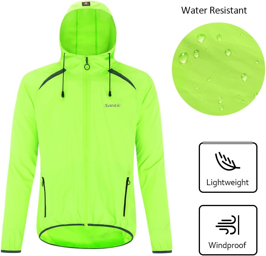 Santic Men's Windproof UV Protection Cycling Jacket Long Sleeve Wind Coat : Clothing