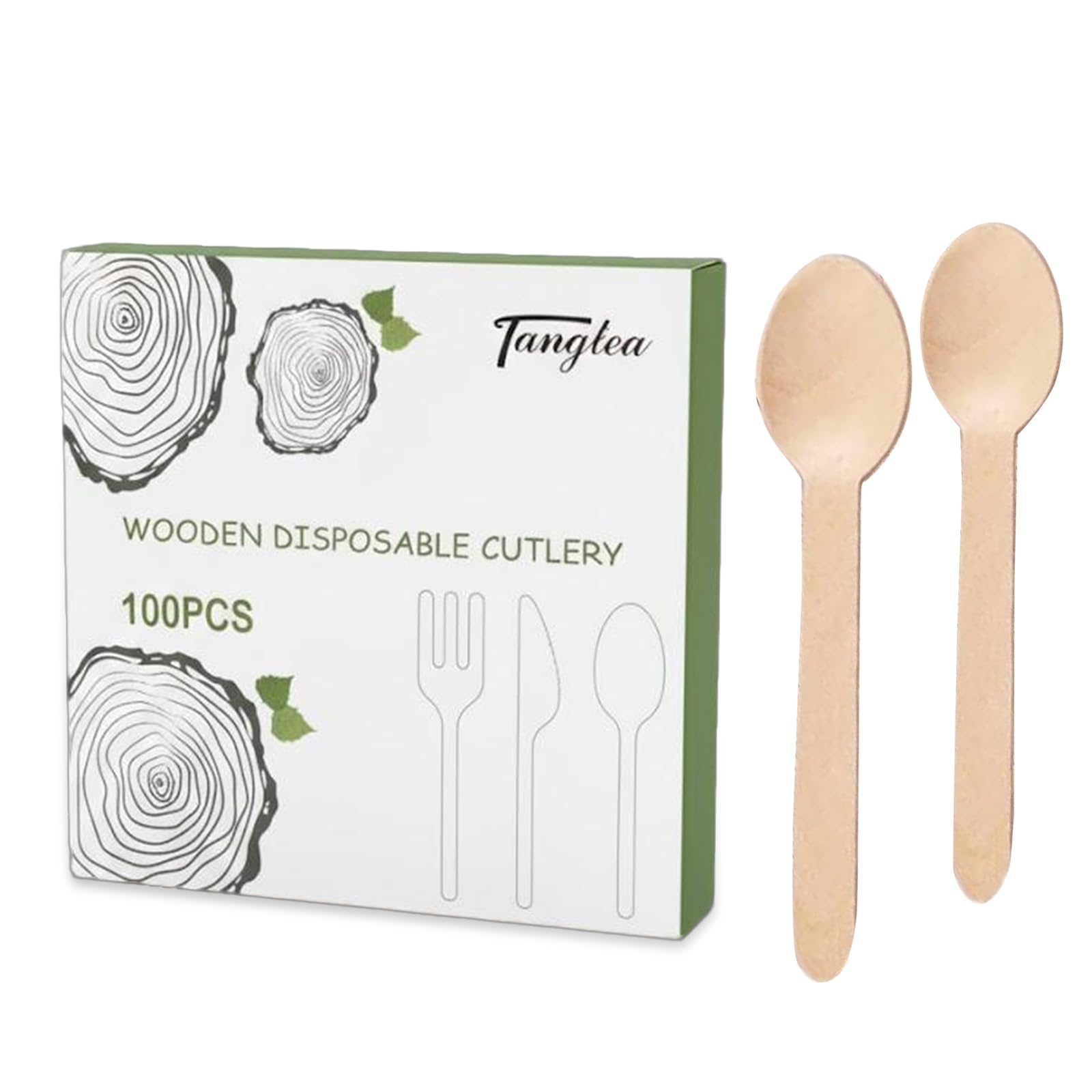 Photo 1 of 100 Pack Wooden Spoons Disposable – 6.3 Inch Natural Birch Biodegradable Cutlery, Compostable Wood Spoons for Hot Chocolate, Cocoa, Coffee, Ice Cream, Dessert, Parties, Dinners, and Catering