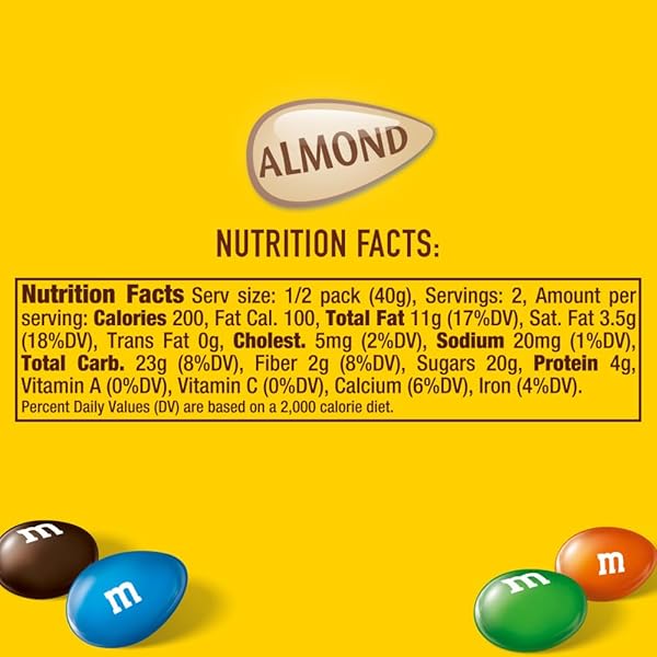 M&M’S ALMOND CHOCOLATE CANDY, FULL SIZE 2.83 OZ BAG, PACK OF 18 BULK CANDY CHOCOLATE