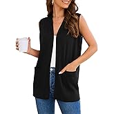 Veryoung Women Vests Fashion Casual Sleeveless Cardigan Sweaters Soft Knit Dressy Ladies Sweater Vest with Cozy Large Pockets
