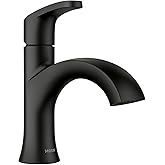 Moen Karis Black Matte One-Handle Single Hole Bathroom Sink Faucet with Optional Deckplate, 84346BL