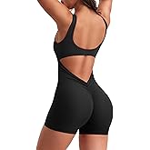 YEOREO One Piece Workout Jumpsuits for Women Backless Tummy Control Sleeveless Jumpsuits Lizvette V Back Scrunch Yoga Romper