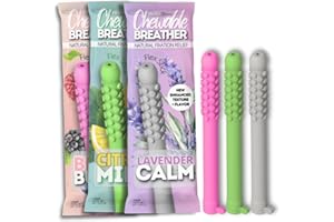 HEALTH CHEWS Smokeless Inhaler 3 Pack, Flex Chewable-Breather, Aromatherapy Breathing Tool with Refill Cores, Portable Fresh Air Diffuser for Habit Replacement, Wellness Quit Smoking (Relax Mix - 3 Pack)