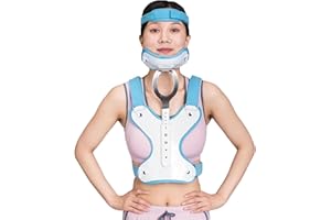 GHORTHOUD Cervical Thoracic Orthosis Adjustable Orthotics for Head Neck Chest Cervical Vertebra Rehabilitation Support Stabilizer (Blue)