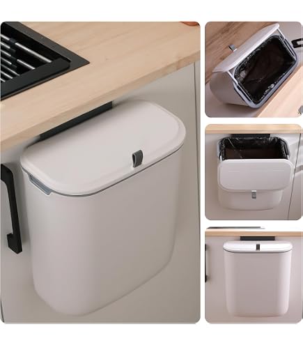 Cubo De Basura De Pared 7 Litros - Con Tapa, Bolsas Incluidas, Montable En Encimera O Armario, Ahorra Espacio