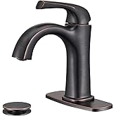 Jabbol Oil-Rubbed Bronze Single Hole Bathroom Faucet, Single Handle Brass Bathroom Sink Faucet, Bathroom Sink Faucet for 1 or 3 Holes, Bathroom Faucets with Pop Up Drain and Supply Lines
