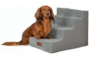 AMERICAN KENNEL CLUB AKC 4-Step Pet Stairs – Durable, Non-Slip Steps for Small Dogs and Cats, Washable Cover, Simple No-Tool Assembly, Supports Up to 50 lbs