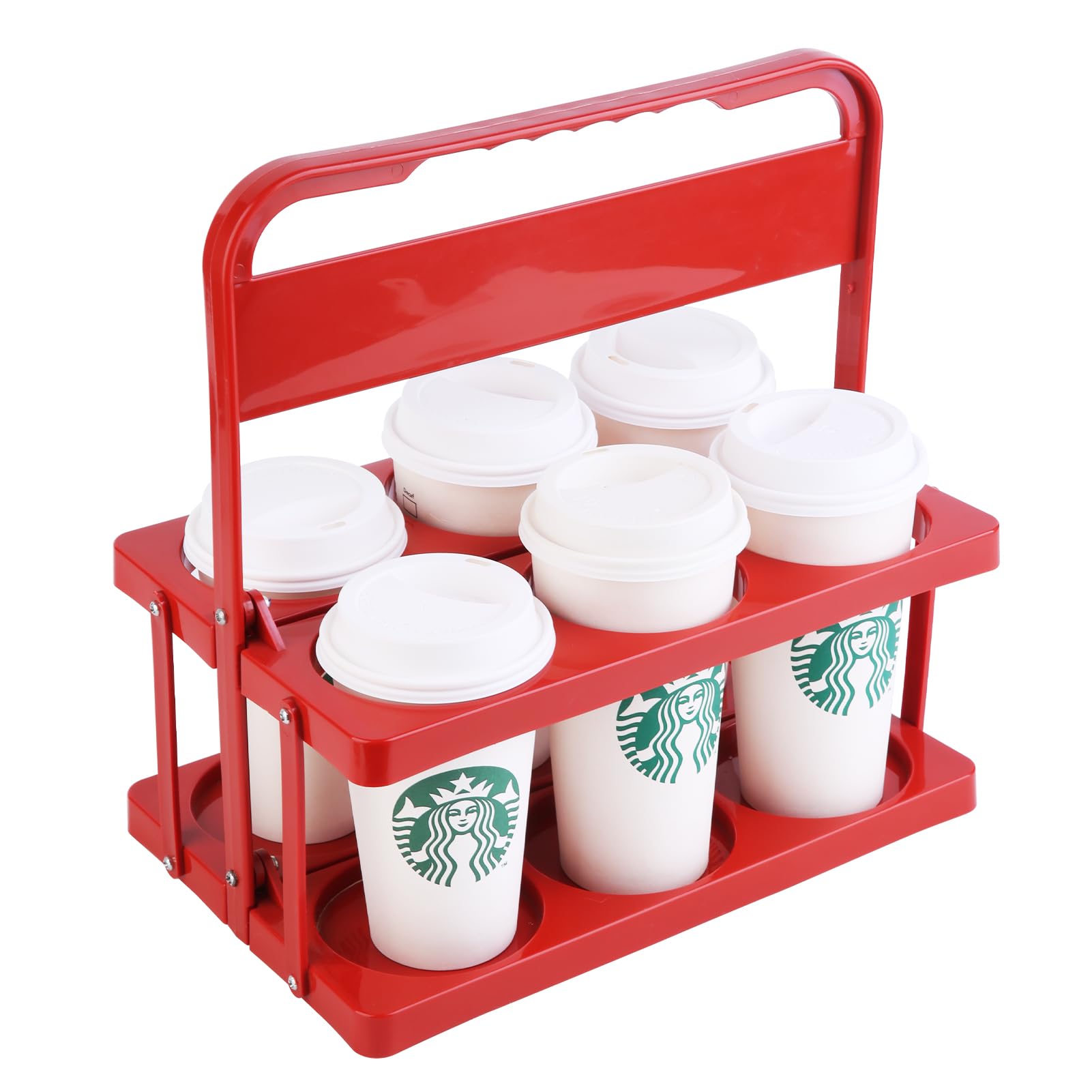 Photo 1 of Reusable Drink Carrier with Handle for Doordash, Eats, Grubhub, Portable Cup/Coffee Holder Accessories for Delivery, Foldable Drinks Caddy with Tray, Car Durable Plastic Festive Bottle, Vacation
