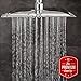 8 Inch Square Rain Shower Head – Ultra Thin High Pressure Rainfall Showerhead 304 Stainless Steel - Silicone Nozzles & Adjustable Brass Swivel Joint – 2 Bonus Shower Caps – Elegantly Designed