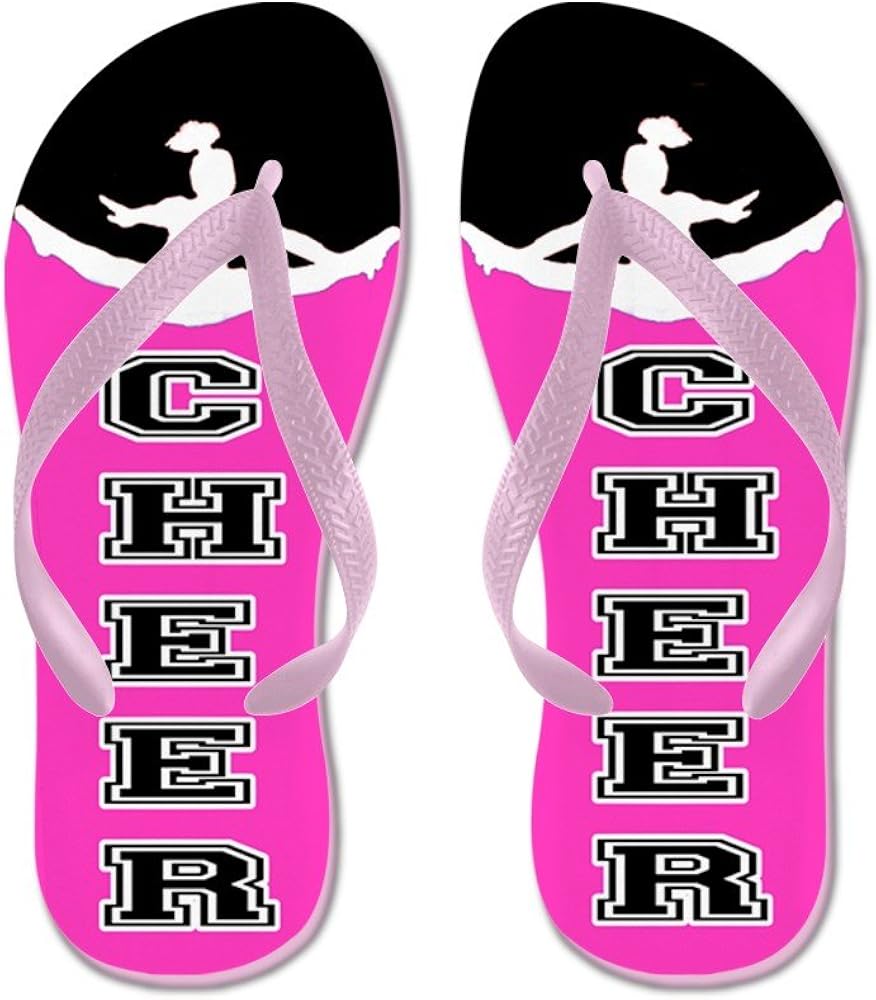 black and pink flip flops