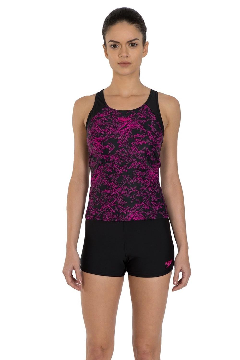 speedo female swimwear boom allover print tankini with boy leg