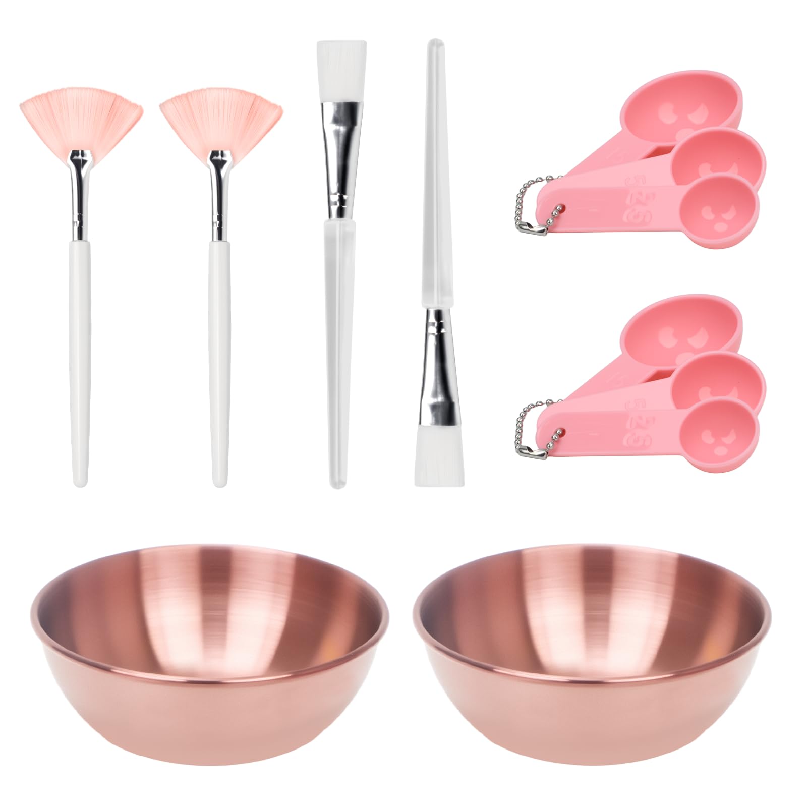 Photo 1 of 8 Pcs Face Mask Mixing Bowl Set - Esthetician Supplies, DIY Facemask Mixing Tool, Facial Mask Applicator Brushes Kit, 2 Rose Gold Facial Bowls, 2 Facial Fan Brushes, 2 Flat Brushes, 2 Measuring Spoons