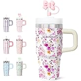 DLOCCOLD 16 oz Stainless Steel Tumbler with Lid and Straw, Double Wall Vacuum Insulated Travel Tumbler with Straw Cover Cap, Reusable Travel Coffee Mug, Cupholder Friendly, Leak Resistant