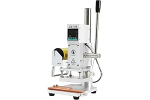 ZONEPACK 8x10cm Digital Embossing Machine Hot Foil Stamping Machine Manual Tipper Stamper Heat Press Machine for PVC Leather Pu and Paper Stamping with Paper Holder and Scale Branding on Masks