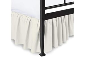 Peace Sleep Bedding - Ruffled Bed Skirt with Split Corners, Ivory, King 14 Inch Drop Bedskirt, Hotel Quality Brushed Microfiber Wrinkle Free Dust Ruffle Bed Skirt King Size