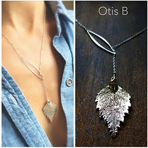 Custom Real Leaf Y Style Lariat Necklace Botanical Jewely Bridal Wedding Oak Birch Aspen Gift For Her by Otis B