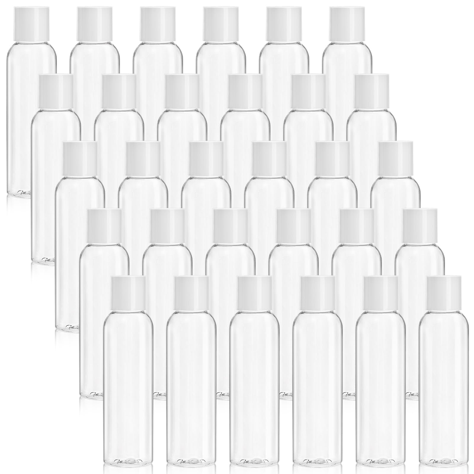 Photo 1 of Bekith 30 Pack 4oz Plastic Squeeze Bottles with Disc Top Flip Cap, Clear Refillable Containers For Shampoo, Lotions, Liquid Body Soap, Creams