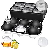 ROTTAY Ice Cube Trays (Set of 2), Sphere Ice Ball Maker with Lid & Large Square Ice Cube Maker for Whiskey, Cocktails and Hom