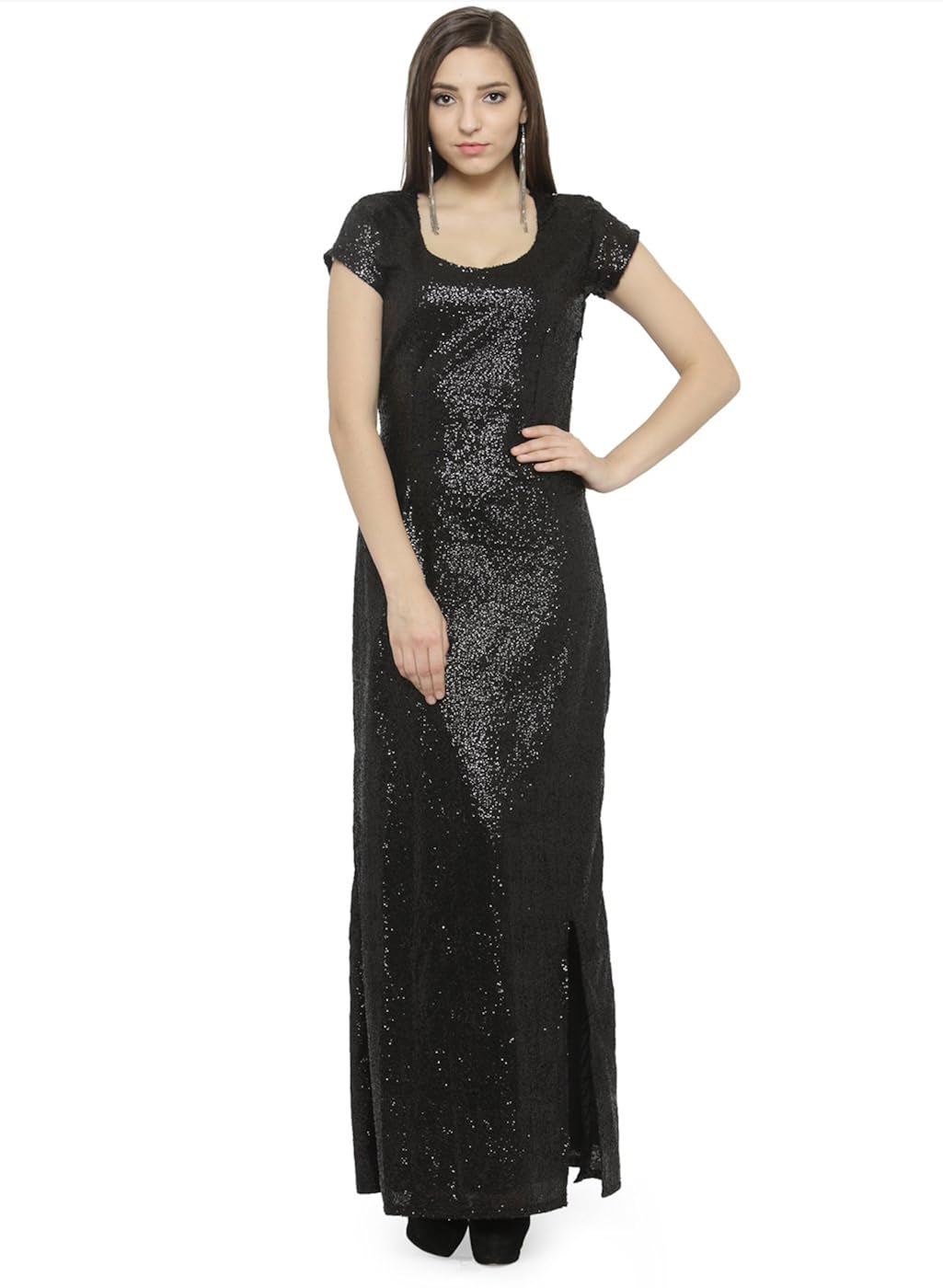 just wow black sequine women's dress