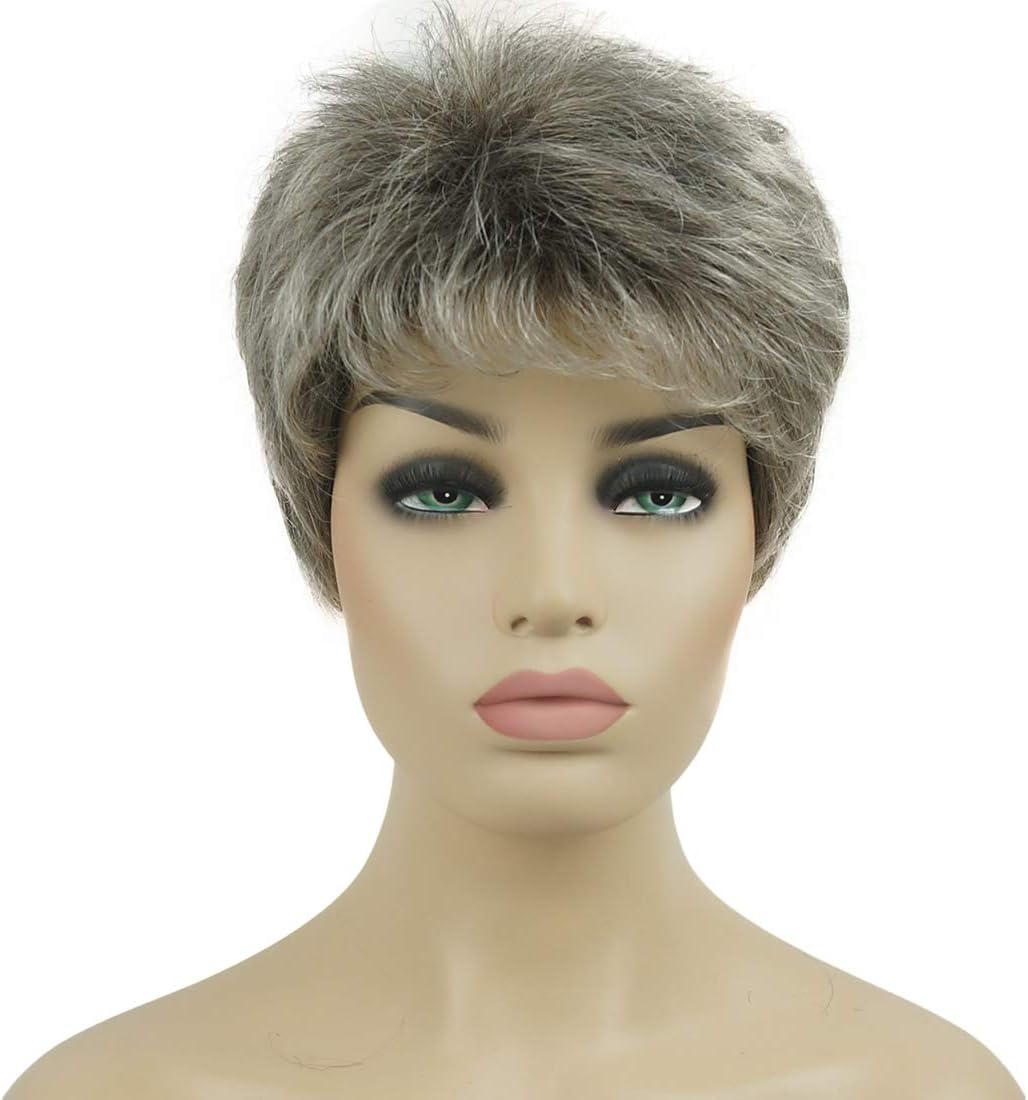 Lydell 6" Women Wigs Short Curly Hair Synthetic Full Wig AB76 Grey Ombre, #AB76 Grey Ombre, 6 Inch (Pack of 1)