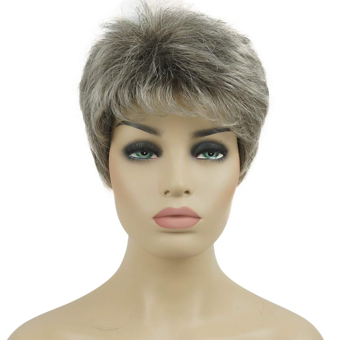 Lydell 6" Women Wigs Short Curly Hair Synthetic Full Wig AB76 Grey Ombre