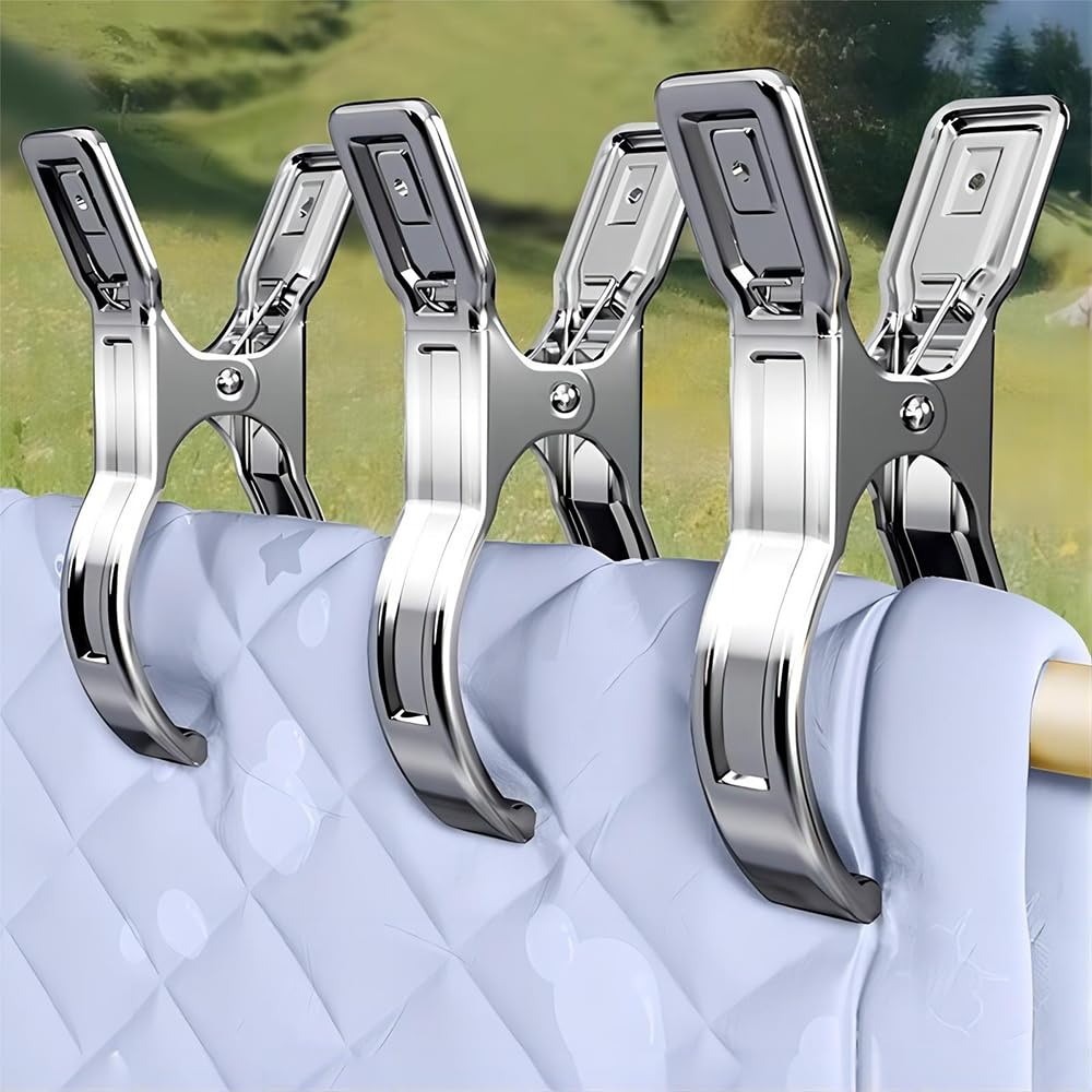 Coideal Metal Pool Cover Clips - 10 Pcs Large Beach Towel Chair Clips 5.5 Inch Stainless Steel Clothes Pins Quilt Clamps Windproof for Sunbed Lounge Cruise (14cm)