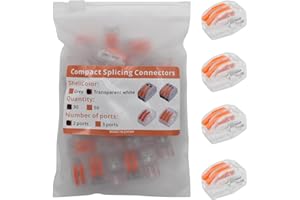 YQSIYU Compact Splicing Connectors, 28-12AWG Lever Wire Connectors 2 Port,Lever Nuts Wire Connectors, Electrical Connectors, with Transparent White Shell and Orange Handle, Pack of 30