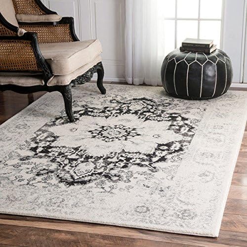 nuLOOM Vintage Traditional Border Bouquet Ivory Rug (5' x 7'5)