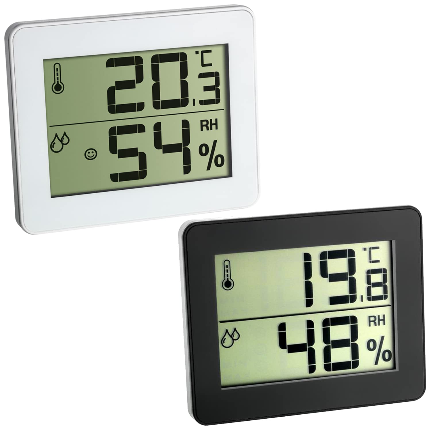 TFA 30.5027 Digital Thermometer Hygrometer Ultra-Flat Indoor Climate Control (Set of 2) White + Black