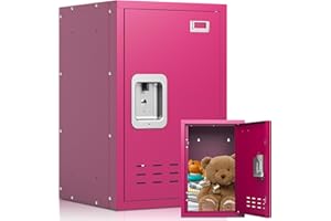 BUTISOW Metal Locker, Lockers, Lockable Storage Cabinet with Locker Shelf, 24" H Small Locking Cabinet for Kids, Locker Organizer for Home, Bedroom, School, Office (Pink)