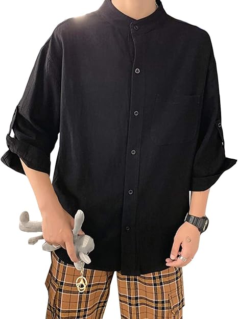 Amazon Mengfanメンズ シンプル 夏 シャツ おしゃれ シャツ ワイシャツ 春 秋 カジュアル シャツ メンズ お洒落 シャツ 快適な 薄手 体型カバー シャツ シャツ 通販