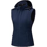 GGleaf Women's Hooded Softshell Vest Fleece Lined Windproof Zip Up Sleeveless Jacket Lightweight Coat for Running