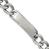 The Black Bow Men's 15mm Stainless Steel Polished I.D. Bracelet, 9 Inch