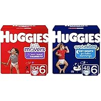 Huggies Day/Night Bundle- Little Movers Baby Diapers, Size 6, 104 Ct, One Month Supply & Overnites Nighttime Diapers…