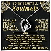 VIRAGIL To My Soulmate Necklace, Gifts For Soulmate Romantic, Wife Birthday Gift Ideas Necklace, Necklace For Wife From Husband, Message Card and Gift Box, Valentine Gift for Girlfriend