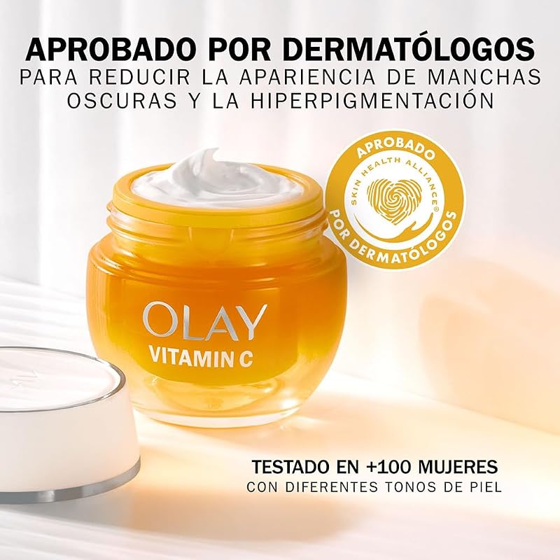 Olay vitamin c + aha 24 creme hidratante, gel creme de dia para um tom de pele visivelmente mais brilhante e uniforme 50 ml
