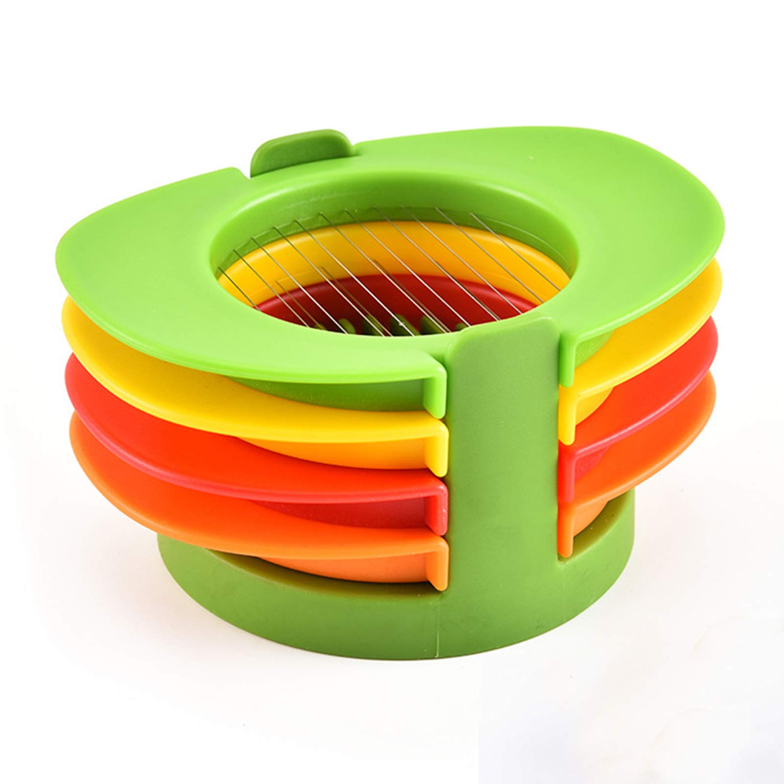 Eggs Slicer Set with 4 Cutters?Multipurpose Egg Slicer 4 in 1 Egg Cutter Wedger Hard Boiled Eggs and Fruit Slicers?Portable Slicer with Stainless Steel Cutting Wires and Non-Slip Base Multicolor