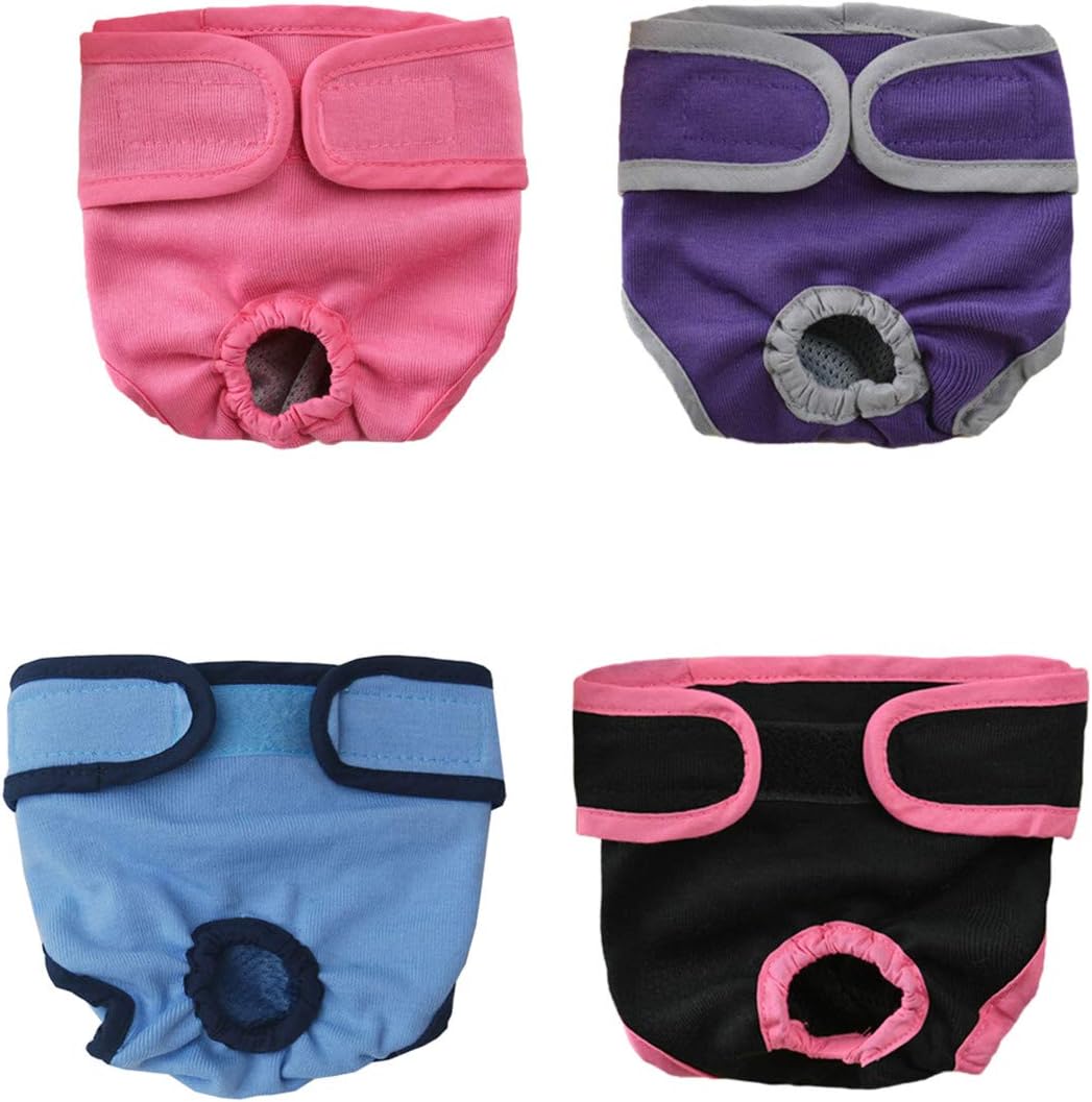 OMAS 4pc Pet Parents Premium Washable Dog Diapers Doggie Diapers Female Male Dog(XS)