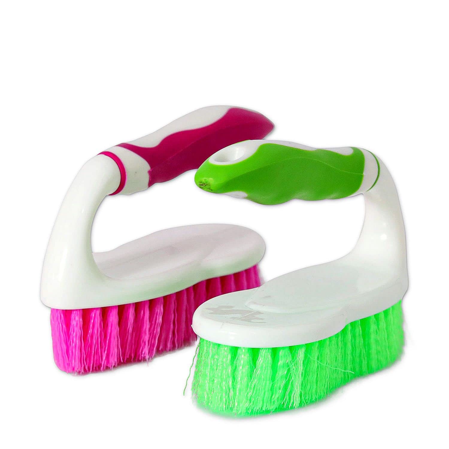 K-ONE Scrubbing Brush with Comfortable Grip Heavy Duty Cleaning Brush for Bathroom, Kitchen, Floor Tiles and Shower Pack of 2