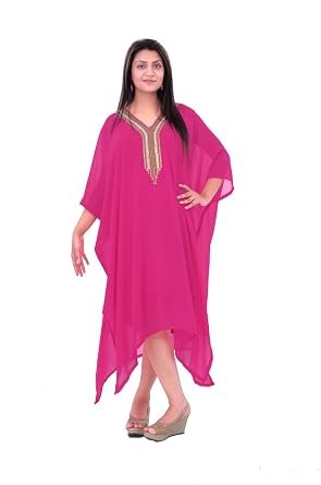 Hi Fashion Beaded Embroider Tunic Chiffon Luxury Beach Wear