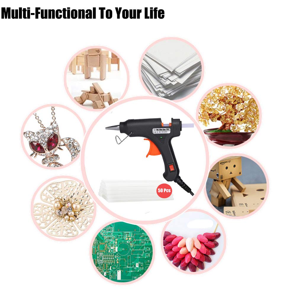 Hot Glue Gun, Upgraded 20W High Temp Mini Hot Melt Glue Gun Kit with 50pcs Glue Sticks(4.0'' x 0.27") for DIY Projects, Arts and Crafts, Home Quick Repairs & Sealing, Artistic Creation, Black: Industrial & Scientific