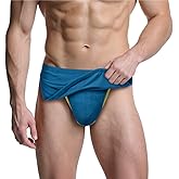 HASWECHYS Men's Sexy Thong Boxer Briefs Ruffled Trim Micro Mesh Bulge Enhancing Pouch Split Side Sleep Pajama Underwear