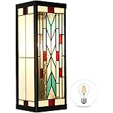 HomeBeauty WL0004 Tiffany Style Rectangular Outdoor Wall Lights Stained Glass Corridor Wall Lamp Vintage Outdoor Balcony Aisl
