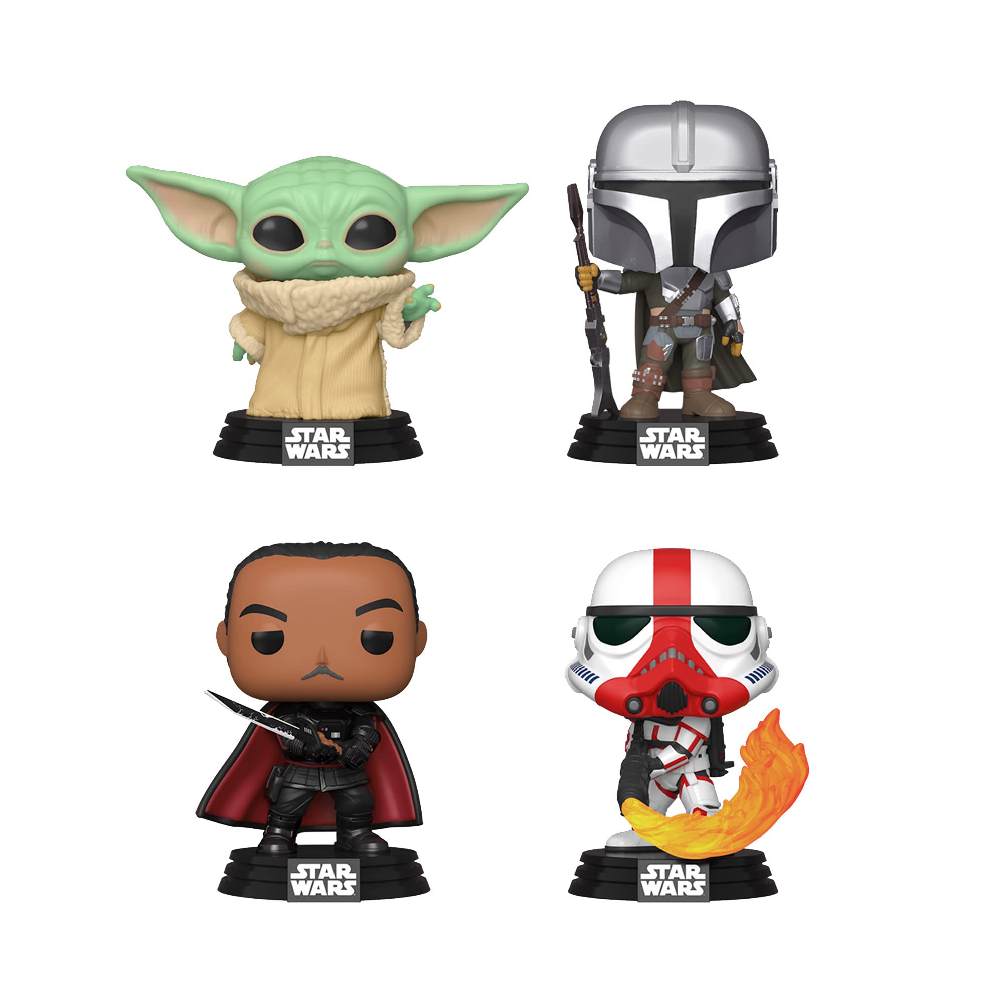Funko Pop! Star Wars Grogu Mandalorian Gideon Stormtrooper 4 Pack - Glow