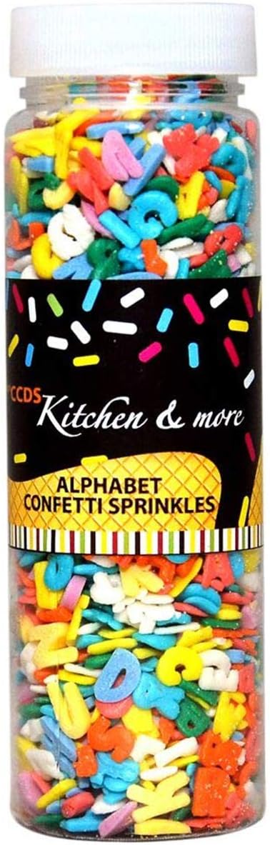 CCDS Edible Rainbow Alphabet Confetti Sprinkes for Cake Cupcake Desserts - 100 gr (Multicolor 4)
