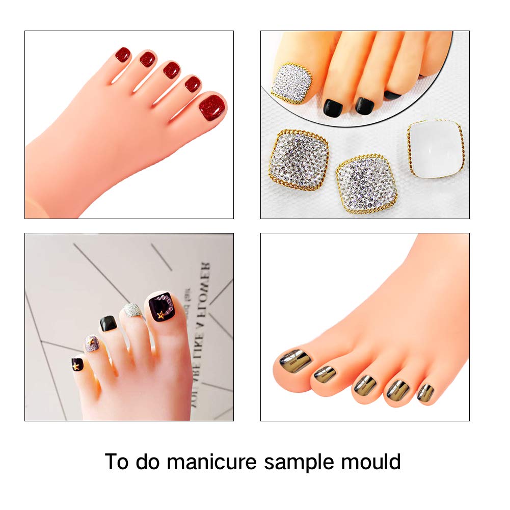 Nail Training Practice Hand for Acrylic Nails, Practice Fake Left Foot Flexible Movable Bendable Mannequin Hand, Fake Hand And Foot Manicure Practice Tool(Left foot+right hand) : Beauty