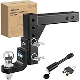 Nilight 8-Position Adjustable Trailer Hitch Ball Mount with 2 inch Ball Fits 2 Inch Receiver with 5/8" Pin Lock 7500 lbs, 9-1