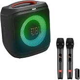JBL PartyBox Encore Essential 2 Portable Party Speaker Bundle with 2 Wireless Microphones (Black)