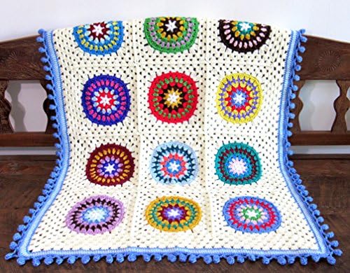 Handmade Crochet Mandala baby boy, newborn nursery blanket